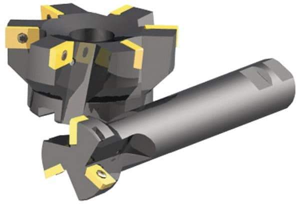 Kennametal - 6 Inserts, 4" Cut Diam, 1-1/4" Arbor Diam, 0.76" Max Depth of Cut, Indexable Square-Shoulder Face Mill - 0/90° Lead Angle, 1.97" High, GDXMP 2004, SPEX 432, SPMT 432 Insert Compatibility, Series KSSZR - Eagle Tool & Supply