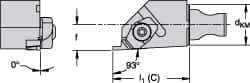 Kennametal - Insert Style NG 2R, 19.99mm Head Length, Right Hand Cut, Internal Modular Threading Cutting Unit Head - System Size KM16, 0.394" Center to Cutting Edge, Series Top Notch - Eagle Tool & Supply