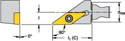 Kennametal - Right Hand Cut, Size KM12, VB.. 1103 Insert Compatiblity, External Modular Turning & Profiling Cutting Unit Head - 8mm Ctr to Cutting Edge, 20mm Head Length, Through Coolant, Series Micro Screw-On - Eagle Tool & Supply