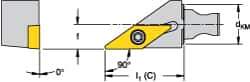 Kennametal - Left Hand Cut, Size KM16, VBMT 160408 Insert Compatiblity, External Modular Turning & Profiling Cutting Unit Head - 10mm Ctr to Cutting Edge, 30mm Head Length, Through Coolant, Series Micro Screw-On - Eagle Tool & Supply
