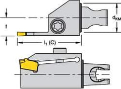 Kennametal - System Size KM16, Left Hand Cut, Modular Cutoff Cutting Unit Head - A2S A2 Insert Style, 1.181" Head Length, 0.472" Center to Cutting Edge, Series Micro A2 - Eagle Tool & Supply