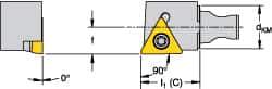 Kennametal - Right Hand Cut, Size KM16, TCMT 16T308 Insert Compatiblity, External Modular Turning & Profiling Cutting Unit Head - 10mm Ctr to Cutting Edge, 20mm Head Length, Through Coolant, Series Micro Screw-On - Eagle Tool & Supply