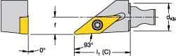 Kennametal - Right Hand Cut, Size KM12, VB.. 1103 Insert Compatiblity, External Modular Turning & Profiling Cutting Unit Head - 8mm Ctr to Cutting Edge, 20mm Head Length, Through Coolant, Series Micro Screw-On - Eagle Tool & Supply