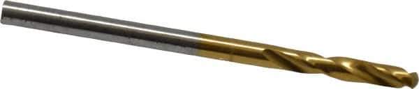 Guhring - #36 130° Parabolic Flute Cobalt Screw Machine Drill Bit - TiN Finish, Right Hand Cut, 16mm Flute Length, 46mm OAL, Standard Point, Straight Shank - Eagle Tool & Supply
