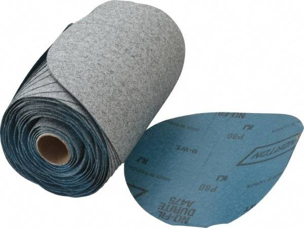 Norton - 6" Diam, 80 Grit Silicon Carbide Adhesive PSA Disc - Coarse Grade, Gray, B Weighted Backing, Flexible - Eagle Tool & Supply