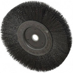 Weiler - 6" OD, 5/8" Arbor Hole, Crimped Steel Wheel Brush - 1/2" Face Width, 1-7/16" Trim Length, 0.006" Filament Diam, 6,000 RPM - Eagle Tool & Supply