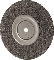 Weiler - 10" OD, 3/4" Arbor Hole, Crimped Steel Wheel Brush - 3/4" Face Width, 2-1/2" Trim Length, 0.014" Filament Diam, 4,000 RPM - Eagle Tool & Supply