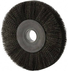 Weiler - 12" OD, 2" Arbor Hole, Crimped Steel Wheel Brush - 2" Face Width, 2-7/8" Trim Length, 0.014" Filament Diam, 3,000 RPM - Eagle Tool & Supply