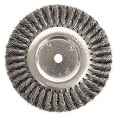 Weiler - 12" OD, 2" Arbor Hole, Knotted Steel Wheel Brush - 1-1/4" Face Width, 2-3/4" Trim Length, 0.0118" Filament Diam, 3,600 RPM - Eagle Tool & Supply