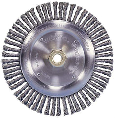 Weiler - 12" OD, 1-1/4" Arbor Hole, Knotted Steel Wheel Brush - 3/4" Face Width, 2-3/4" Trim Length, 0.016" Filament Diam, 3,600 RPM - Eagle Tool & Supply