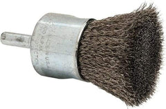 Weiler - 1" Brush Diam, Crimped, End Brush - 1/4" Diam Steel Shank, 22,000 Max RPM - Eagle Tool & Supply