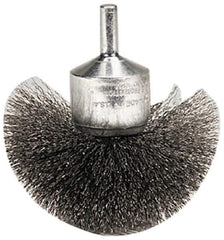 Weiler - 2-3/4" Brush Diam, Crimped, Flared End Brush - 1/4" Diam Shank, 16,000 Max RPM - Eagle Tool & Supply