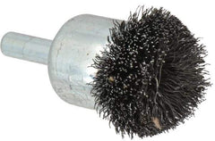 Weiler - 1-1/4" Brush Diam, Crimped, Flared End Brush - 1/4" Diam Shank, 20,000 Max RPM - Eagle Tool & Supply