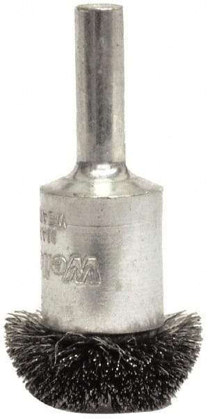 Weiler - 1" Brush Diam, Crimped, Flared End Brush - 1/4" Diam Shank, 25,000 Max RPM - Eagle Tool & Supply