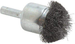 Weiler - 1-1/4" Brush Diam, Crimped, Flared End Brush - 1/4" Diam Shank, 20,000 Max RPM - Eagle Tool & Supply