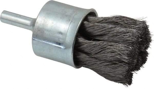 Weiler - 1-1/8" Brush Diam, Knotted, End Brush - 1/4" Diam Shank, 20,000 Max RPM - Eagle Tool & Supply