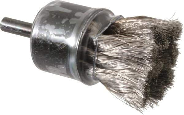 Weiler - 1-1/8" Brush Diam, Knotted, End Brush - 1/4" Diam Shank, 20,000 Max RPM - Eagle Tool & Supply