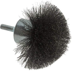 Weiler - 3" Brush Diam, Crimped, Flared End Brush - 1/4" Diam Shank, 16,000 Max RPM - Eagle Tool & Supply