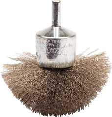 Weiler - 3" Brush Diam, Crimped, Flared End Brush - 1/4" Diam Shank, 16,000 Max RPM - Eagle Tool & Supply