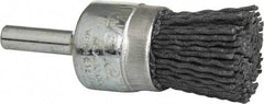 Weiler - 120 Grit, 3/4" Brush Diam, Crimped, End Brush - Fine Grade, 1/4" Diam Shank, 10,000 Max RPM - Eagle Tool & Supply