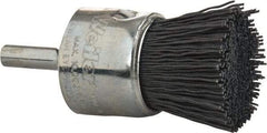 Weiler - 320 Grit, 1" Brush Diam, Crimped, End Brush - Extra Fine Grade, 1/4" Diam Shank, 10,000 Max RPM - Eagle Tool & Supply