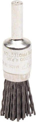 Weiler - 180 Grit, 1/2" Brush Diam, Crimped, End Brush - Very Fine Grade, 1/4" Diam Shank, 10,000 Max RPM - Eagle Tool & Supply