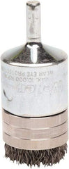 Weiler - 1" Brush Diam, Crimped, End Brush - 1/4" Diam Steel Shank, 10,000 Max RPM - Eagle Tool & Supply