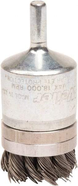 Weiler - 1-1/8" Brush Diam, Knotted, End Brush - 1/4" Diam Shank, 18,000 Max RPM - Eagle Tool & Supply