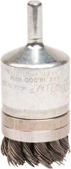 Weiler - 1-1/8" Brush Diam, Knotted, End Brush - 1/4" Diam Shank, 18,000 Max RPM - Eagle Tool & Supply