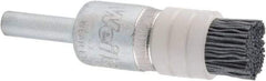 Weiler - 320 Grit, 1/2" Brush Diam,Crimped, End Brush - Extra Fine Grade, 1/4" Diam Shank, 10,000 Max RPM - Eagle Tool & Supply