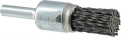 Weiler - 120 Grit, 1/2" Brush Diam, Crimped, End Brush - Fine Grade, 1/4" Diam Shank, 10,000 Max RPM - Eagle Tool & Supply