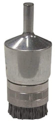Weiler - 180 Grit, 3/4" Brush Diam, Crimped, End Brush - Very Fine Grade, 1/4" Diam Shank, 10,000 Max RPM - Eagle Tool & Supply