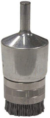 Weiler - 180 Grit, 1" Brush Diam, Crimped, End Brush - Very Fine Grade, 1/4" Diam Shank, 10,000 Max RPM - Eagle Tool & Supply
