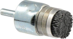 Weiler - 120 Grit, 1" Brush Diam, Crimped, End Brush - Fine Grade, 1/4" Diam Shank, 10,000 Max RPM - Eagle Tool & Supply