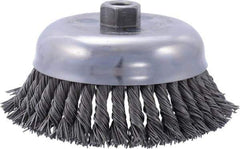 Weiler - 6" Diam, 5/8-11 Threaded Arbor, Steel Fill Cup Brush - 0.035 Wire Diam, 1-5/8" Trim Length, 6,000 Max RPM - Eagle Tool & Supply