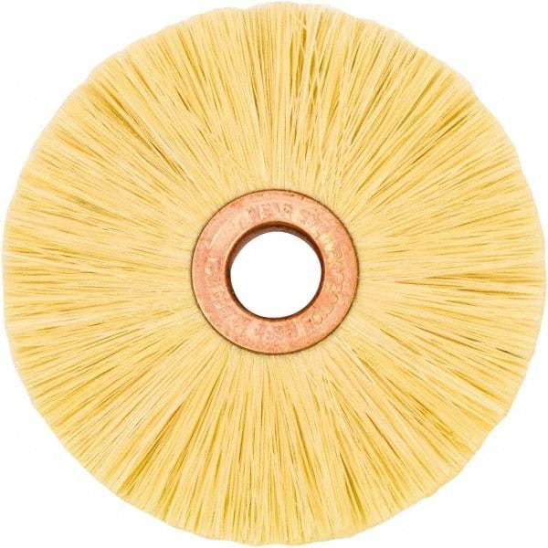 Weiler - 3" OD, 1/2" Arbor Hole, Natural Fiber Wheel Brush - 1/2" Face Width, 1" Trim Length, 20,000 RPM - Eagle Tool & Supply