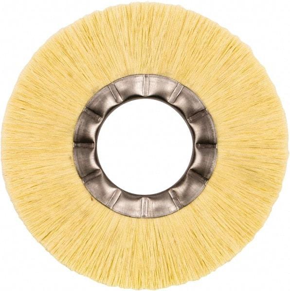 Weiler - 6" OD, 2" Arbor Hole, Natural Fiber Wheel Brush - 5/8" Face Width, 1-1/2" Trim Length, 6,000 RPM - Eagle Tool & Supply