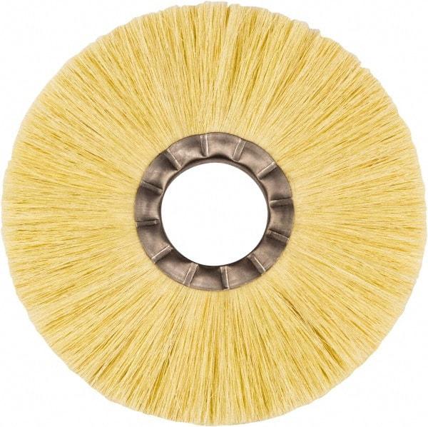 Weiler - 8" OD, 2" Arbor Hole, Natural Fiber Wheel Brush - 5/8" Face Width, 2-1/2" Trim Length, 5,000 RPM - Eagle Tool & Supply