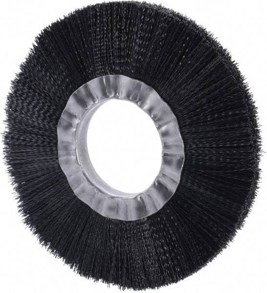 Weiler - 6" OD, 2" Arbor Hole, Nylon Wheel Brush - 3/4" Face Width, 1-1/2" Trim Length, 0.016" Filament Diam, 6,000 RPM - Eagle Tool & Supply