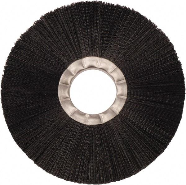 Weiler - 8" OD, 2" Arbor Hole, Nylon Wheel Brush - 3/4" Face Width, 2-1/2" Trim Length, 0.02" Filament Diam, 5,000 RPM - Eagle Tool & Supply