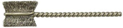 Weiler - 5/8" Diam Flat Stainless Steel Tube Brush - 0.005" Filament Diam, 5/8" Brush Length, 2-1/4" OAL, 1/8" Diam Shank - Eagle Tool & Supply