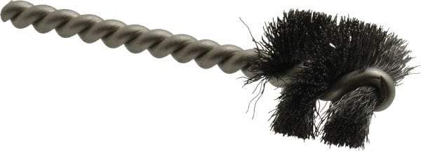 Weiler - 1" Diam Helical Steel Tube Brush - 0.008" Filament Diam, 1" Brush Length, 3-1/2" OAL, 1/4" Diam Stainless Steel Shank - Eagle Tool & Supply