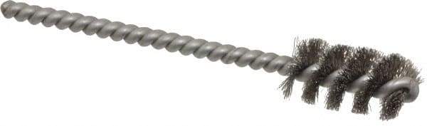 Weiler - 1/2" Diam Helical Stainless Steel Tube Brush - 0.005" Filament Diam, 1" Brush Length, 3-1/2" OAL, 3/16" Diam Stainless Steel Shank - Eagle Tool & Supply