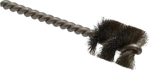 Weiler - 7/8" Diam Helical Stainless Steel Tube Brush - 0.006" Filament Diam, 1" Brush Length, 3-1/2" OAL, 7/32" Diam Stainless Steel Shank - Eagle Tool & Supply