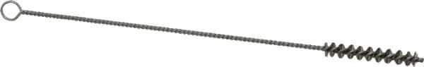 Weiler - 1-1/2" Long x 1/4" Diam Steel Hand Tube Brush - Single Spiral, 7" OAL, 0.003" Wire Diam, 3/32" Shank Diam - Eagle Tool & Supply