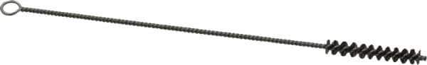 Weiler - 1-1/2" Long x 1/4" Diam Steel Hand Tube Brush - Single Spiral, 7" OAL, 0.005" Wire Diam, 3/32" Shank Diam - Eagle Tool & Supply