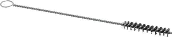 Weiler - 2" Long x 3/8" Diam Steel Hand Tube Brush - Single Spiral, 8" OAL, 0.006" Wire Diam, 1/8" Shank Diam - Eagle Tool & Supply