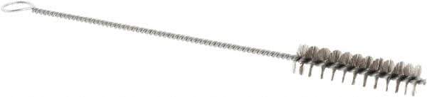 Weiler - 2" Long x 1/2" Diam Stainless Steel Hand Tube Brush - Single Spiral, 8" OAL, 0.004" Wire Diam, 1/8" Shank Diam - Eagle Tool & Supply