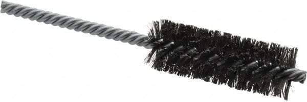 Weiler - 7/8" Diam Helical Steel Tube Brush - Double Spiral, 0.006" Filament Diam, 2-1/2" Brush Length, 5-1/2" OAL, 1/4" Diam Shank - Eagle Tool & Supply