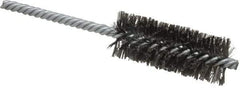 Weiler - 1" Diam Helical Steel Tube Brush - Double Spiral, 0.006" Filament Diam, 2-1/2" Brush Length, 5-1/2" OAL, 1/4" Diam Shank - Eagle Tool & Supply